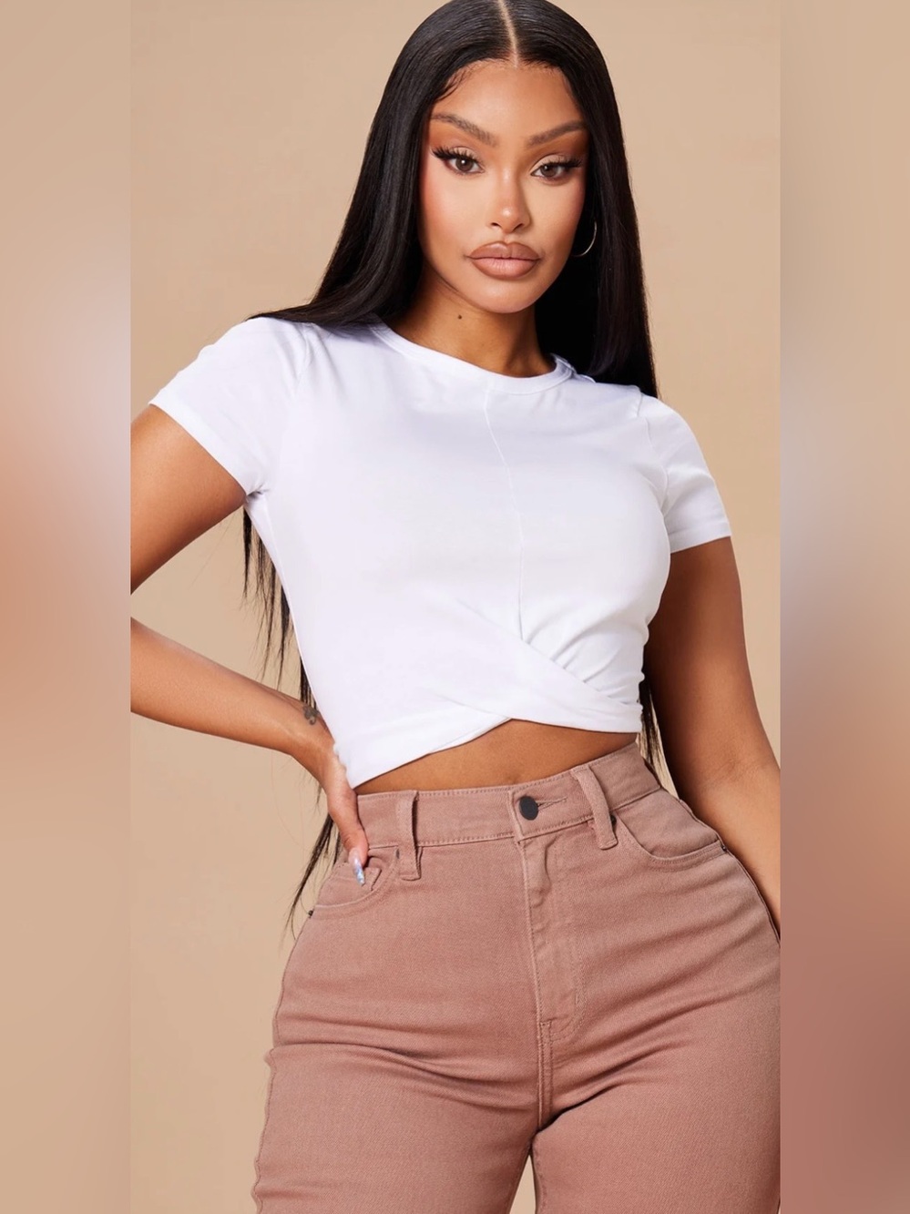 Fashionova Holy Twist Front Tee Size L, White